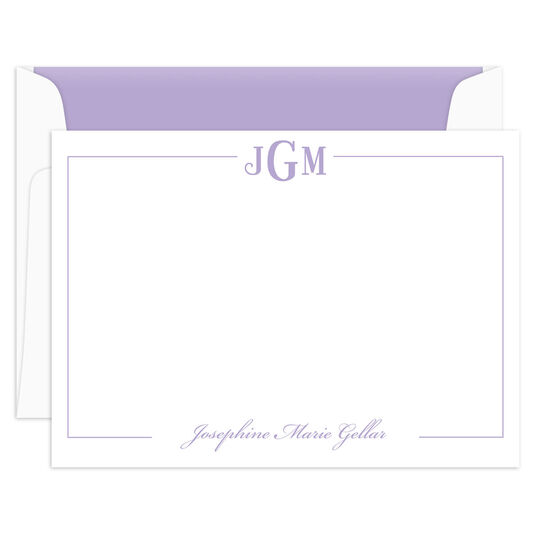 Monogram with Script Name Flat Note Cards